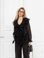 Boho Flow Blouse Black