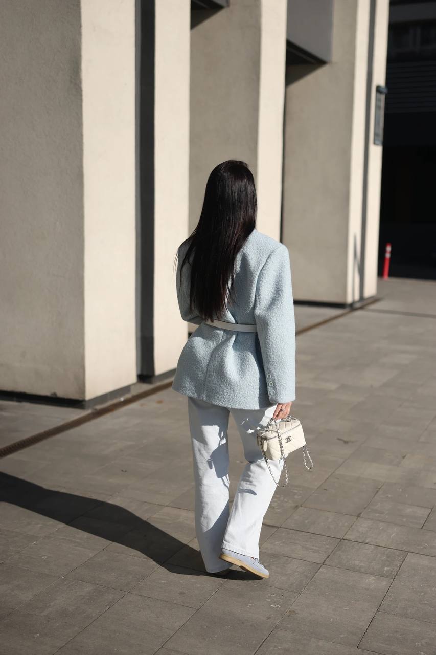 Bouclé Coat Jacket Baby Blue