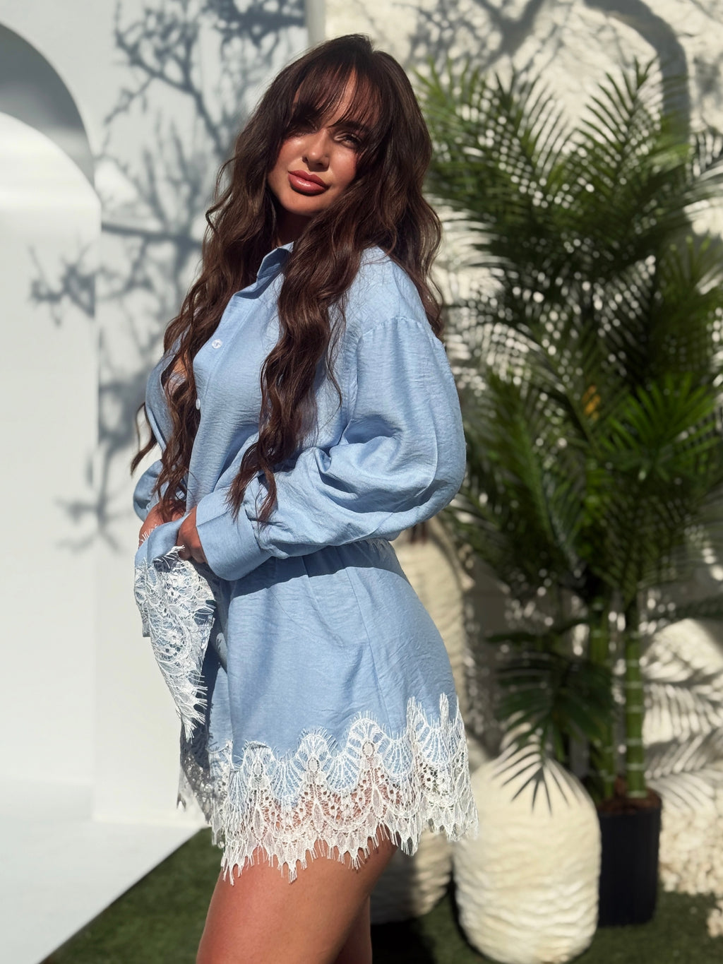 Boho Linen Baby Blue Set