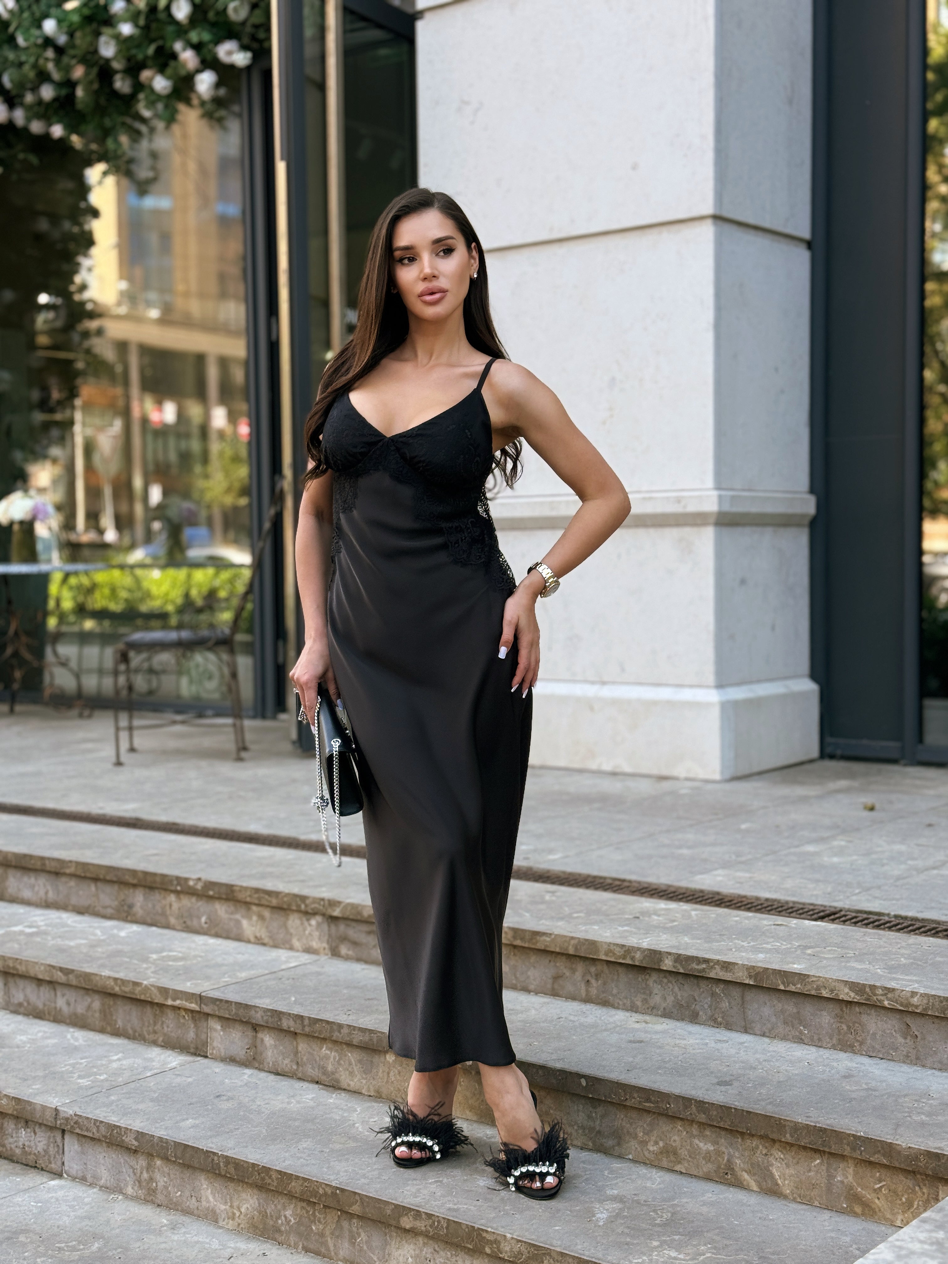 Midnight Satin Dress