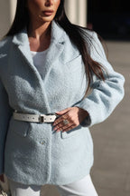Bouclé Coat Jacket Baby Blue