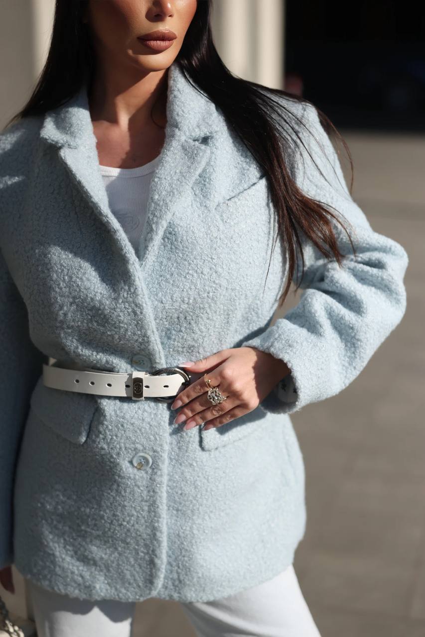 Bouclé Coat Jacket Baby Blue