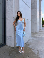 Sky Lace Satin Dress