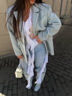 Bouclé Coat Jacket Baby Blue