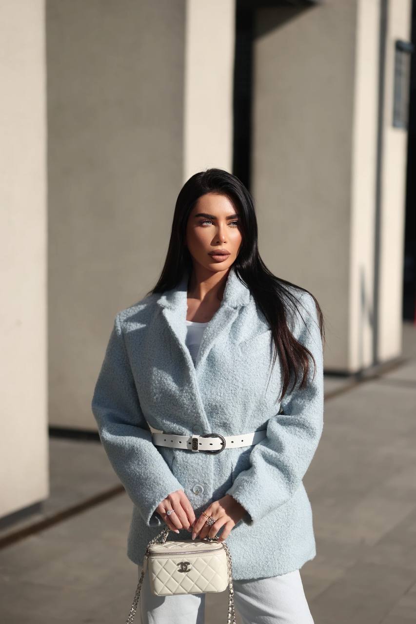 Bouclé Coat Jacket Baby Blue