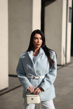 Bouclé Coat Jacket Baby Blue