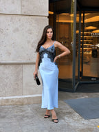 Blue Noir Satin Dress