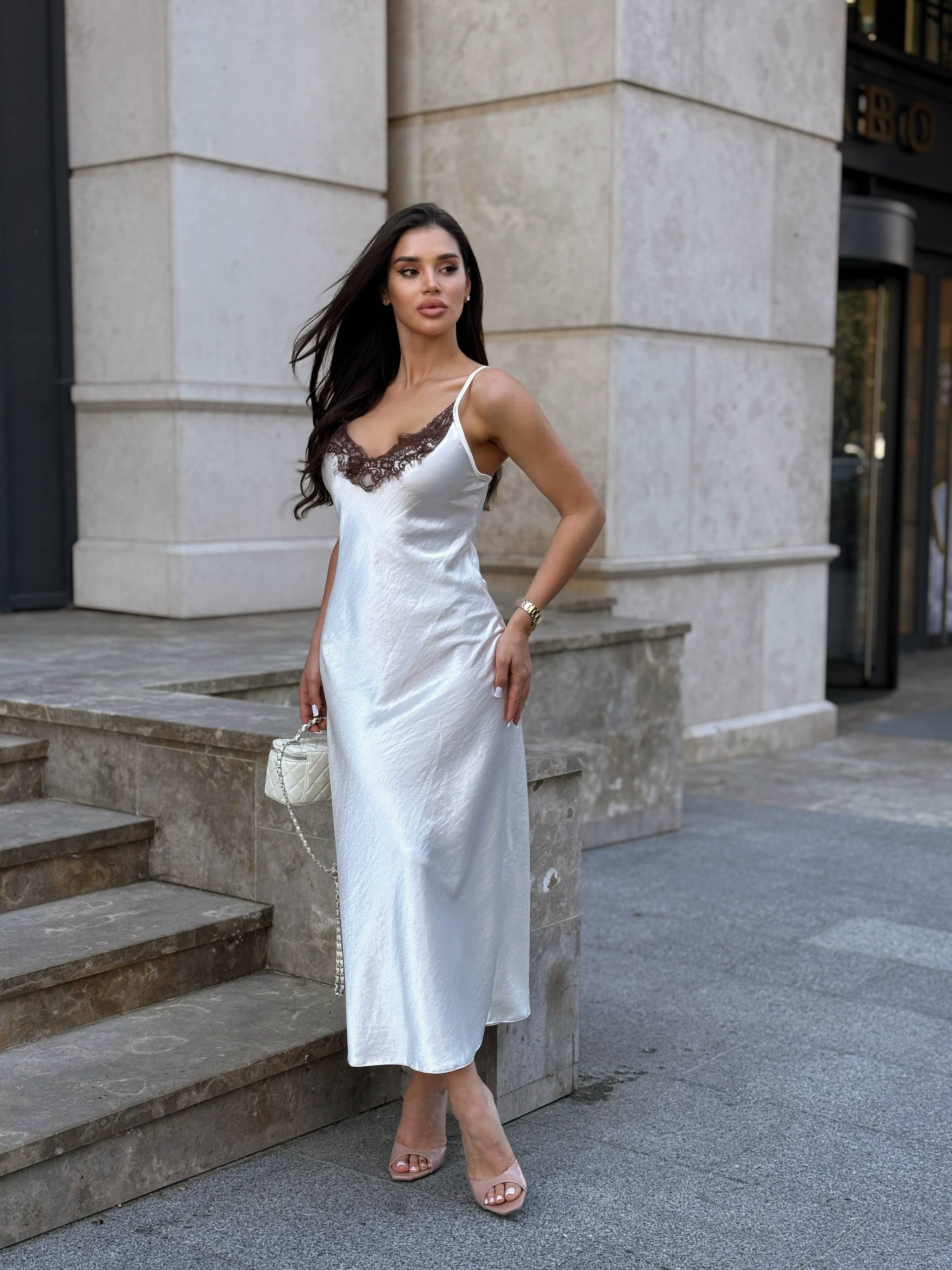 Champagne Lace Satin Dress