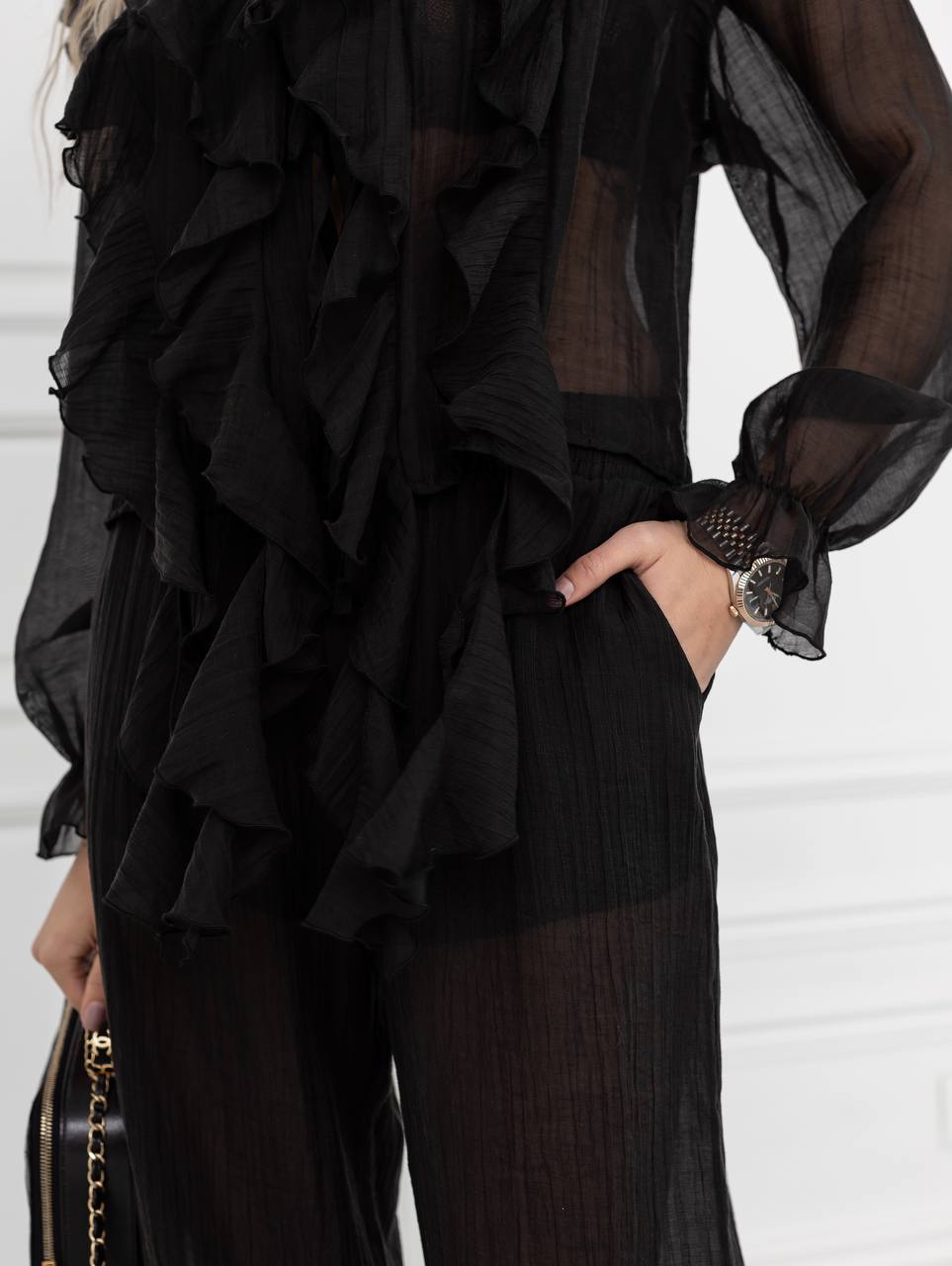 Boho Flow Blouse Black