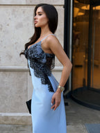Blue Noir Satin Dress
