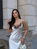 Champagne Lace Satin Dress