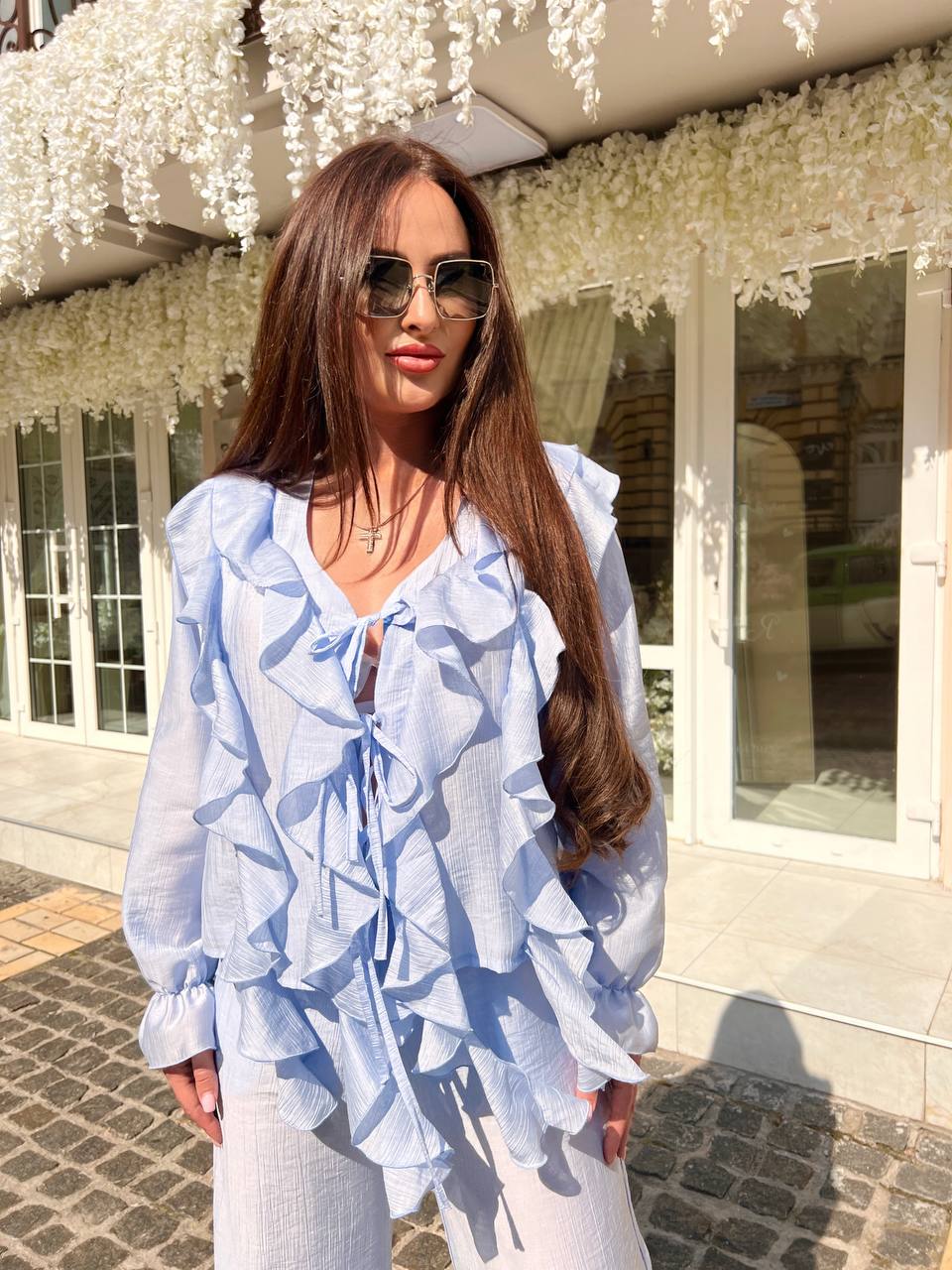 Boho Flow Blouse Blue