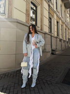 Bouclé Coat Jacket Baby Blue
