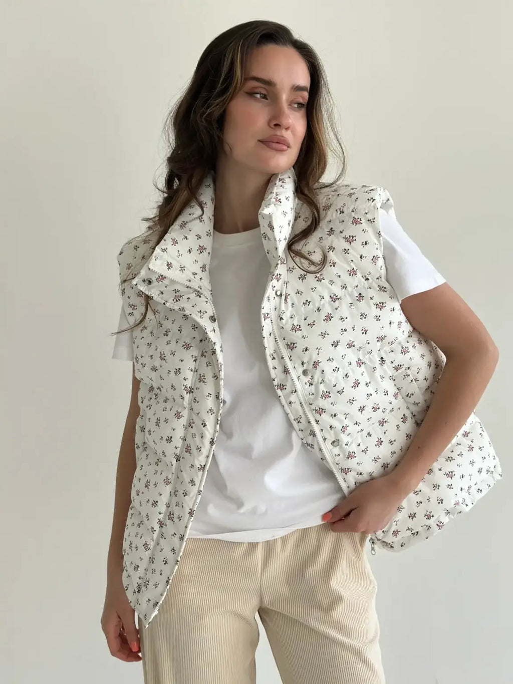 White Floral Vest