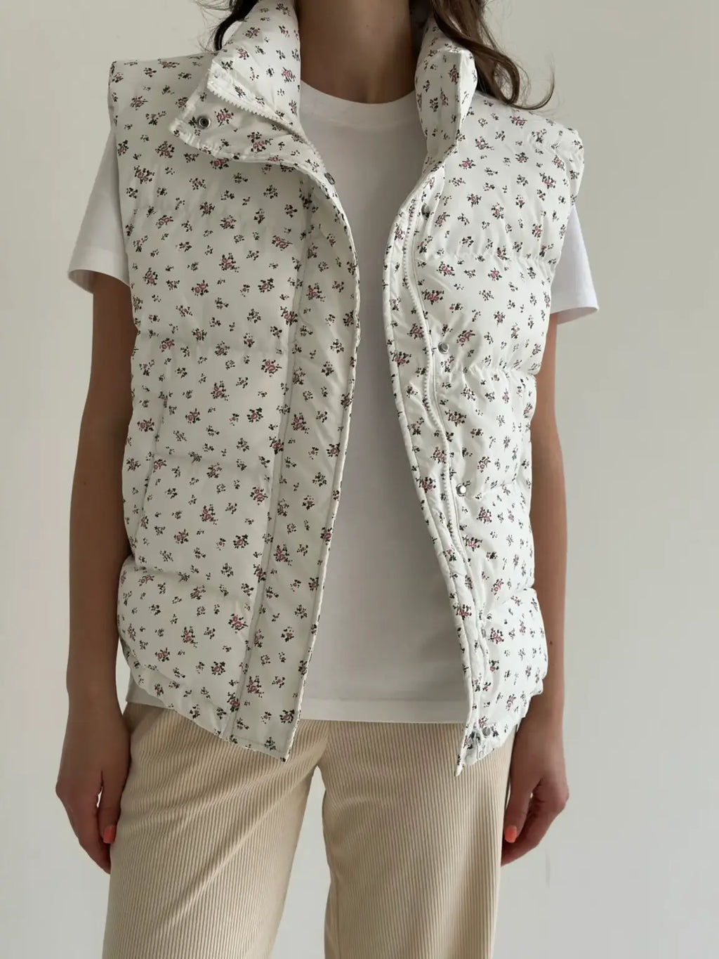 White Floral Vest