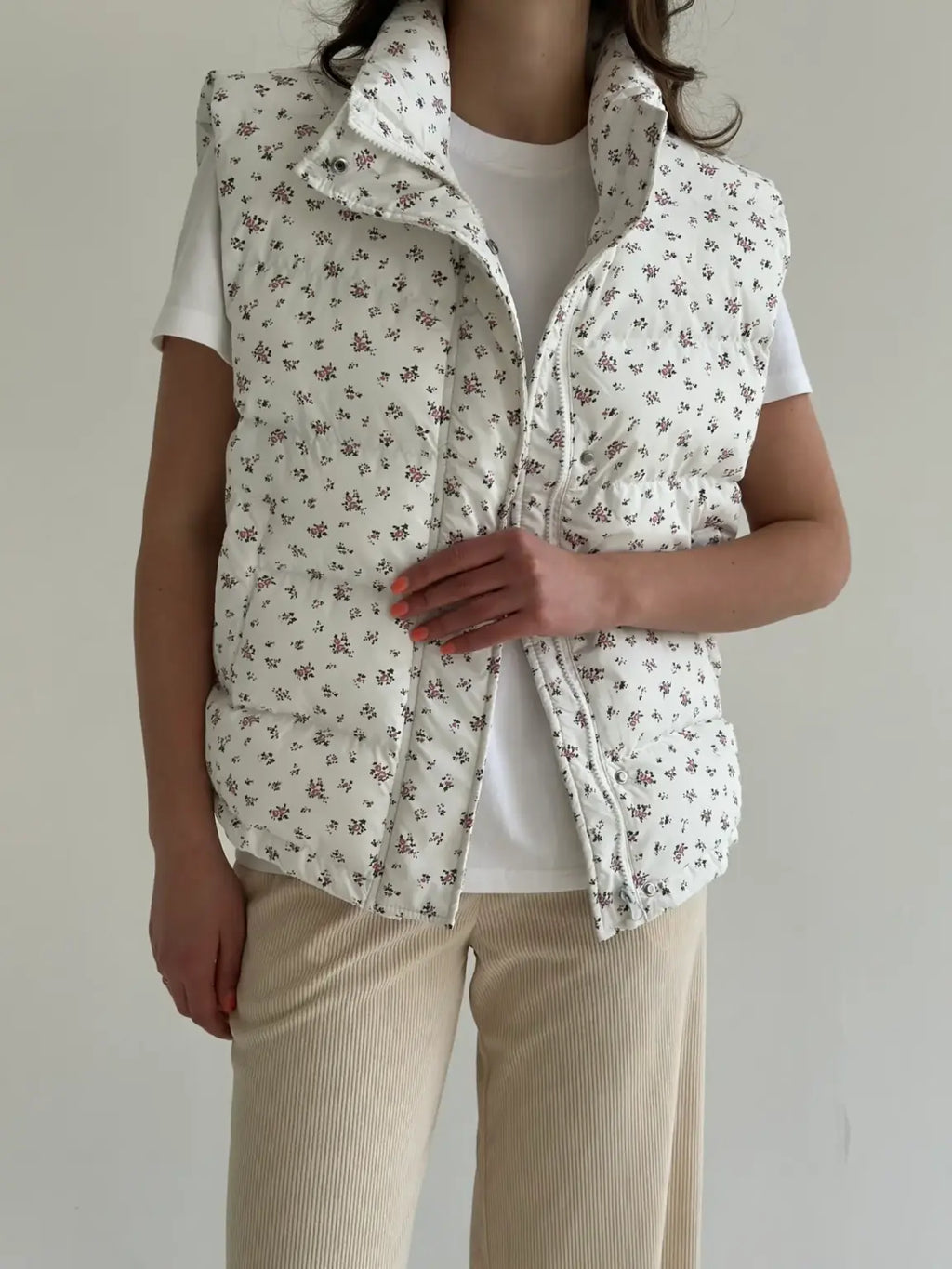 White Floral Vest