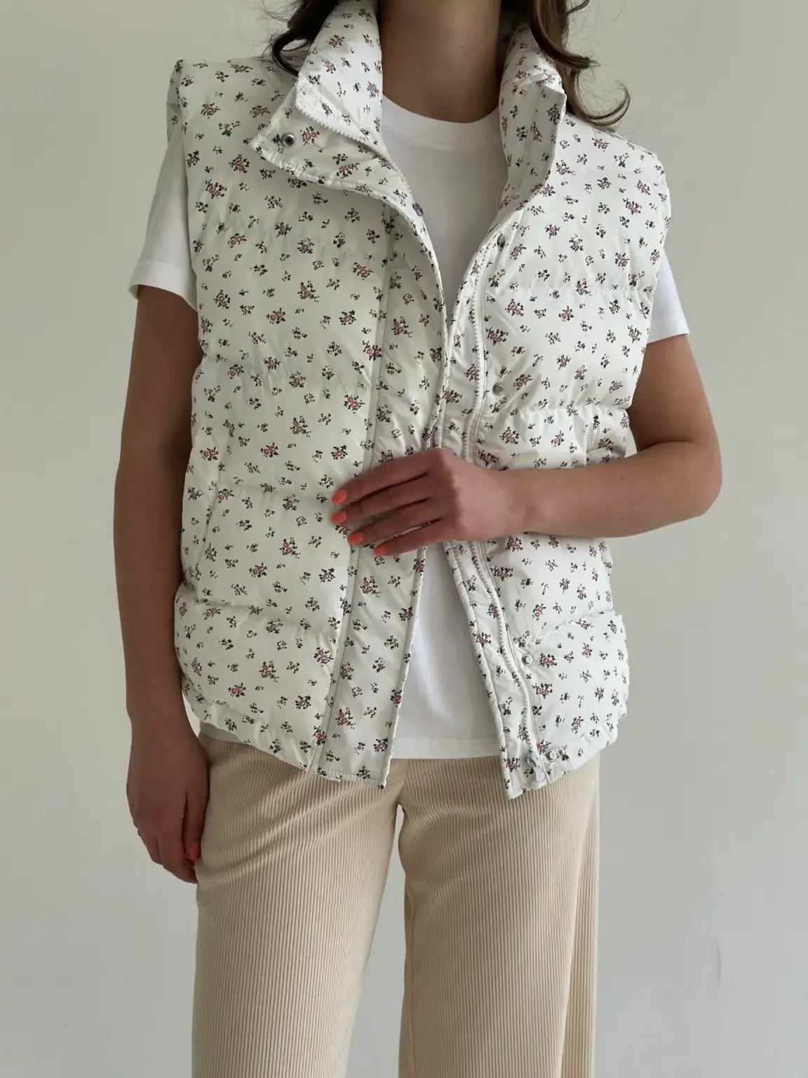 White Floral Vest