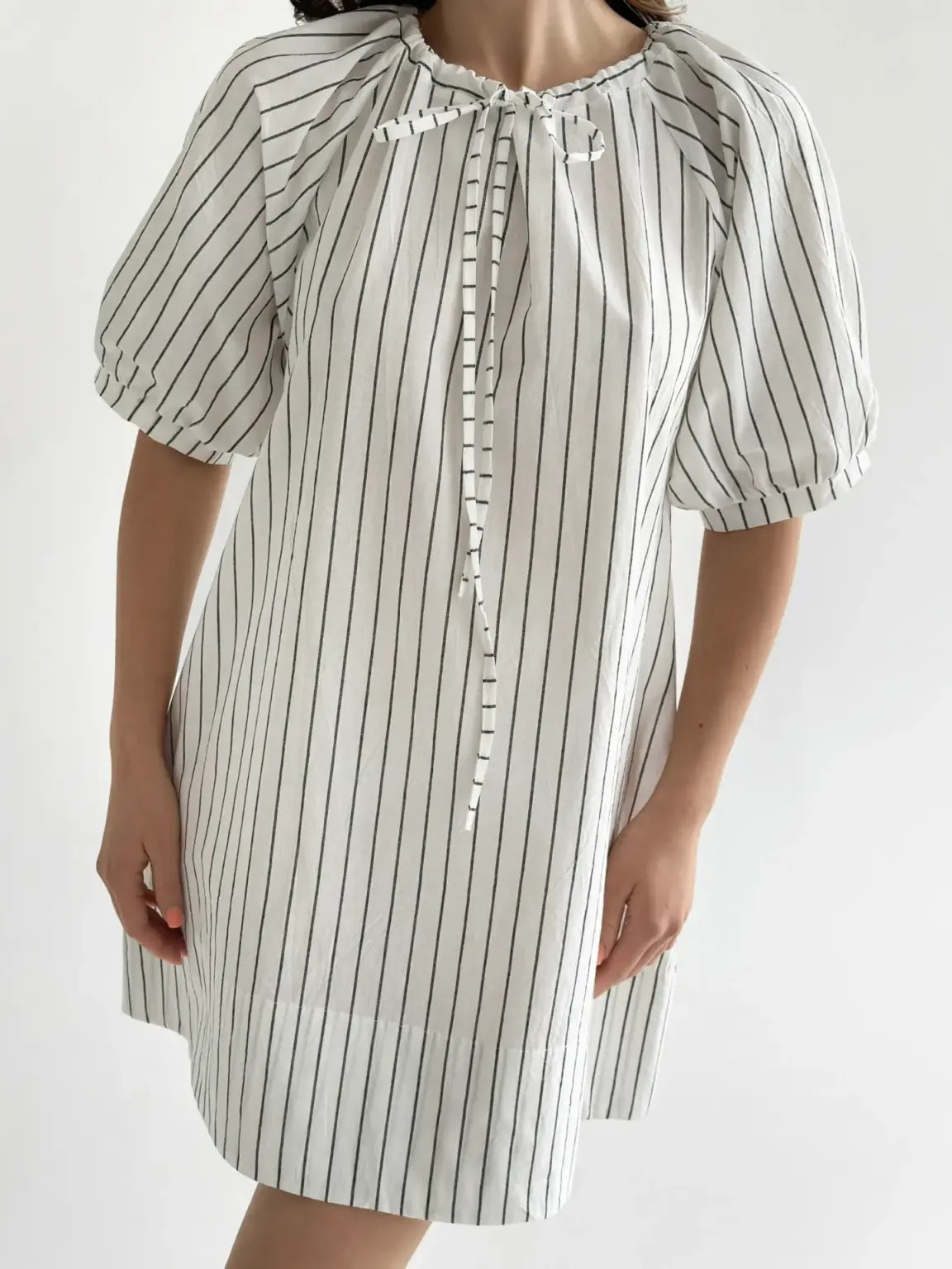 Oversized  Stripe Dress Milk/Black