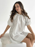 Oversized  Stripe Dress Milk/Black