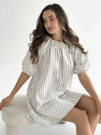 Oversized  Stripe Dress Milk/Black