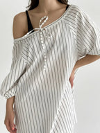 Oversized  Stripe Dress Milk/Black