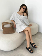 Oversized  Stripe Dress Milk/Black