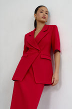 Maxi Red skirt in suiting fabric with a back slit