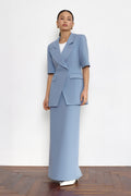 Maxi Blue skirt in suiting fabric with a back slit