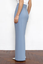 Maxi Blue skirt in suiting fabric with a back slit