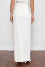 Maxi White skirt in suiting fabric with a back slit